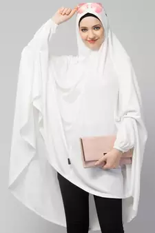 Nazneen stretchable Jersey elastic at wrist with sleeve  Jilbab cum prayer khimar  Hijab