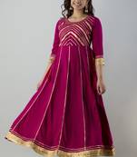 Women Emblished Anarkali Kurta in Dark Pink