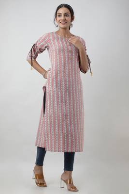 Women Printed Straight Kurta With Pocket in Multicolor 1