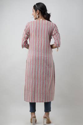 Women Printed Straight Kurta With Pocket in Multicolor 2