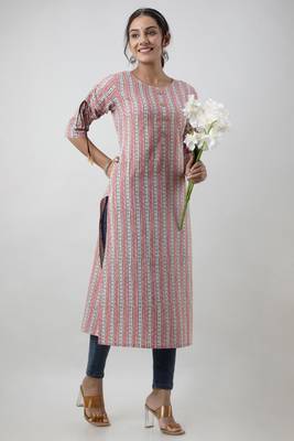Women Printed Straight Kurta With Pocket in Multicolor 3