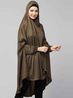 Nazneen Stretchable Jersey Long Sleeve Jilbab with Elastic Cuffs 3