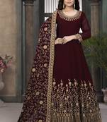 Dark Maroon Georgette Embroidered Anarkali Salwar Kameez
