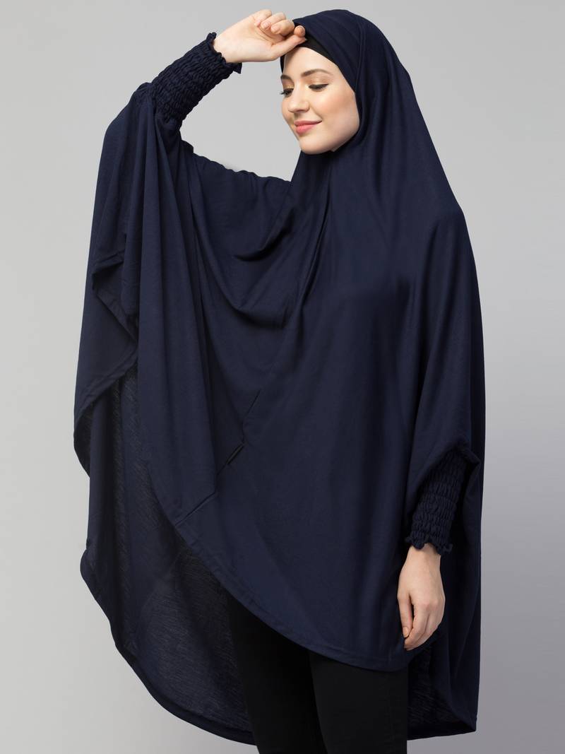 Nazneen stretchable Jersey smoking at  sleeve  Jilbab cum prayer khimar  Hijab