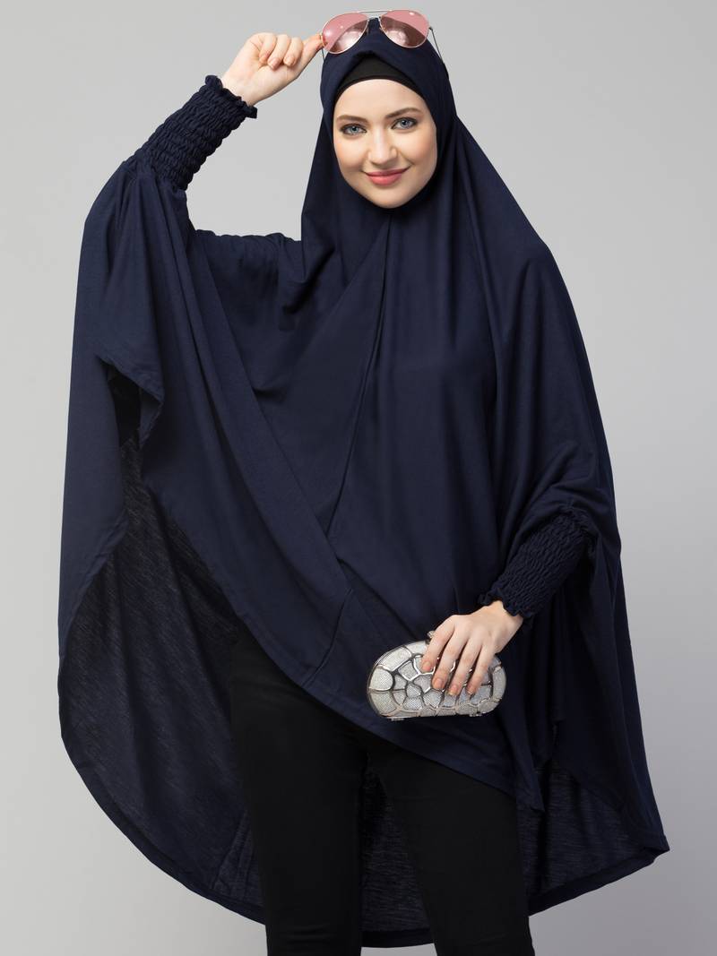 Nazneen stretchable Jersey smoking at  sleeve  Jilbab cum prayer khimar  Hijab