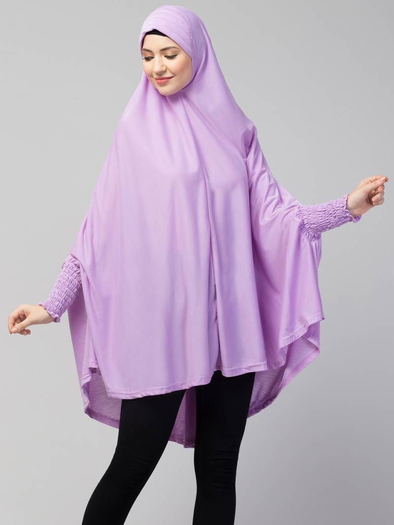 Nazneen stretchable Jersey smoking at  sleeve  Jilbab cum prayer khimar  Hijab