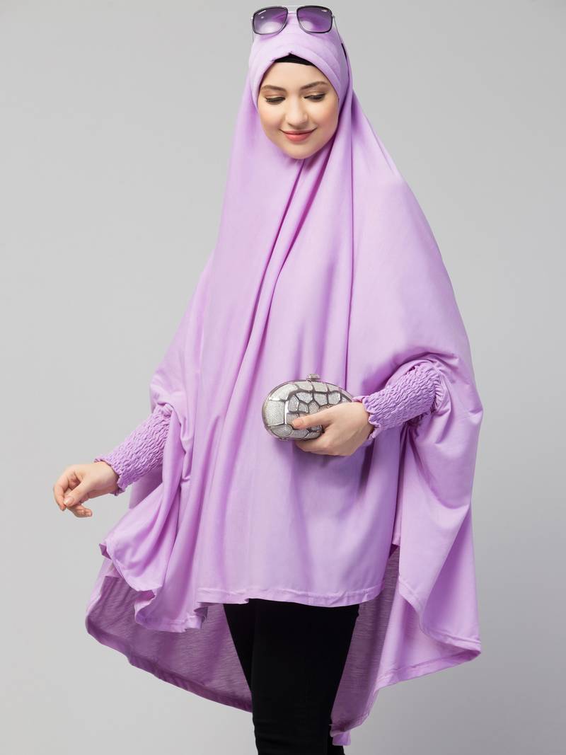 Nazneen stretchable Jersey smoking at  sleeve  Jilbab cum prayer khimar  Hijab