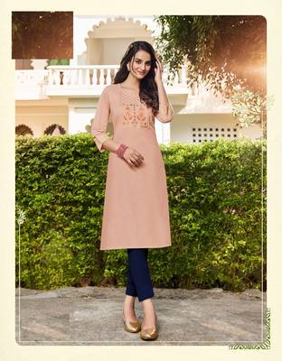 Pink embroidered linen ethnic-kurtis 1