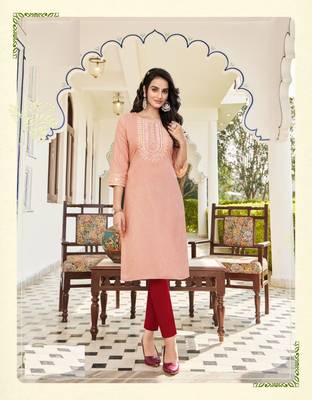 Pink embroidered linen ethnic-kurtis 1