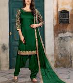 Green Art Silk Embroidered Pakistani Salwar Kameez