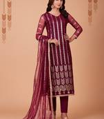 Maroon Georgette Sequins Pakistani Salwar Kameez