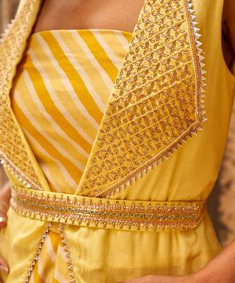 Gharara Jumpsuit With Flap Jacket And Belt 2