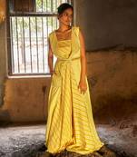 Gharara Jumpsuit With Flap Jacket And Belt