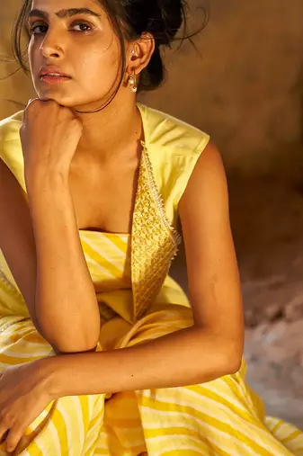 Gharara Jumpsuit With Flap Jacket And Belt
