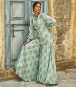 Powder Blue Short Kurta With Gharara