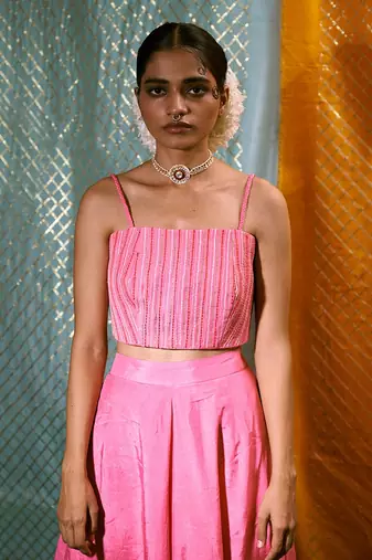 Bustier + Gharara + Pakistani Jacket