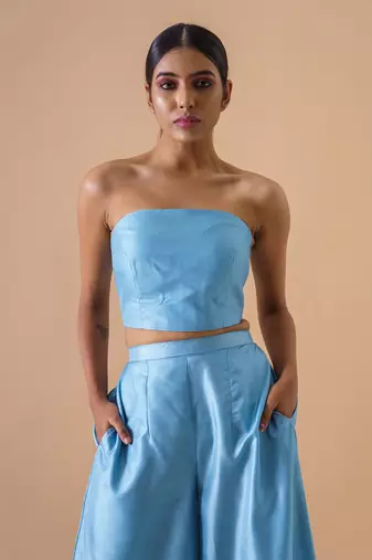 Bustier + Gharara + One Side Drape