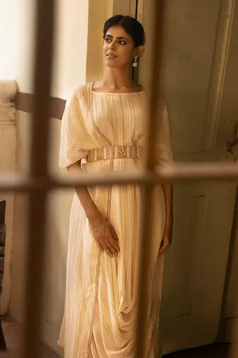 Cowl Dress + Kimono + Belt