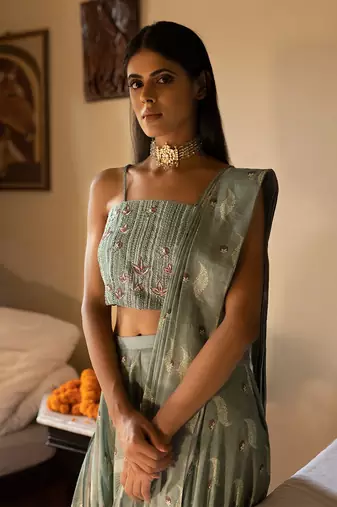Bustier + Gharara Drape