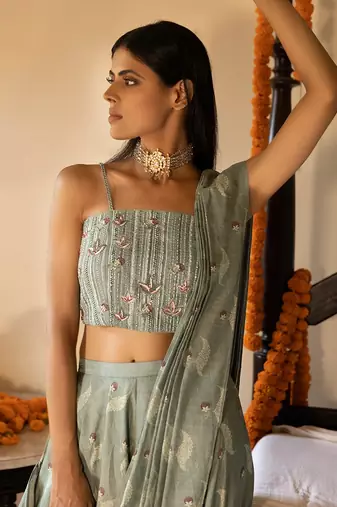 Bustier + Gharara Drape