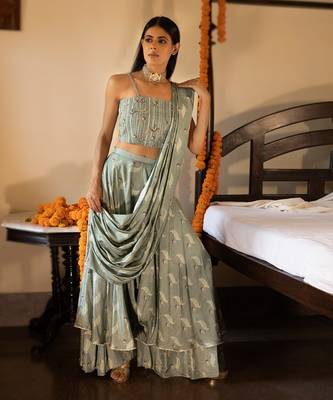 Bustier + Gharara Drape 1
