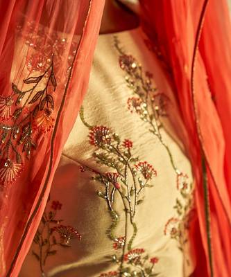 Peach Heavy Bustier With Lehenga And Dupatta 3