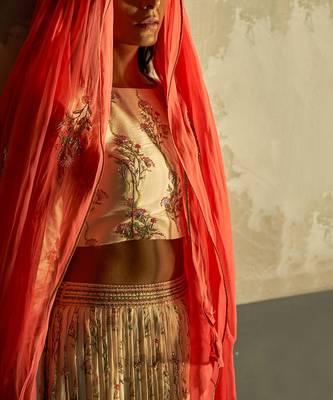 Peach Heavy Bustier With Lehenga And Dupatta 4