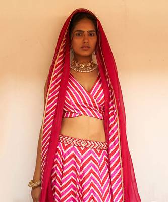 Overlap Bustier With Kali Lehenga And Dupatta 2