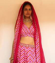 Overlap Bustier With Kali Lehenga And Dupatta