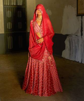 Overlap Bustier With Kali Lehenga And Dupatta 1