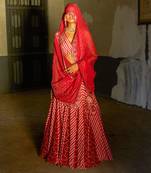 Overlap Bustier With Kali Lehenga And Dupatta