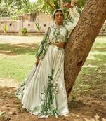 Balloon Sleeves Bustier With Lehenga