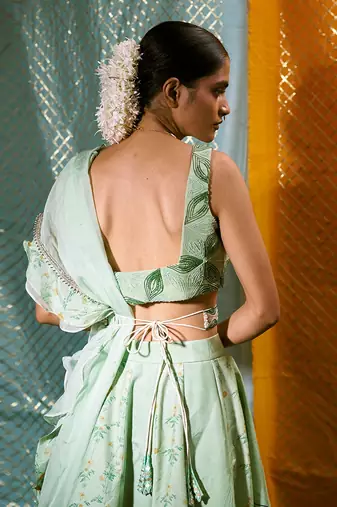 Bustier + Skirt + Dupatta + Belt