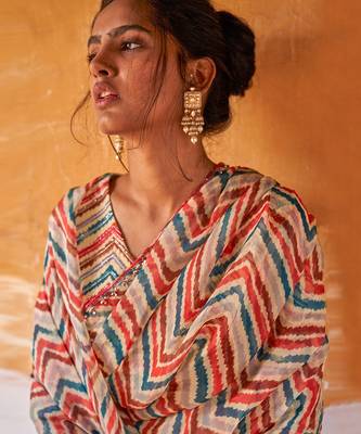 Full Sleeves Bustier With Saree 3
