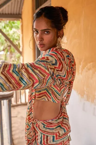 Full Sleeves Bustier With Saree