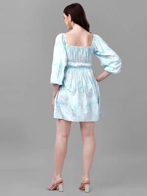 Green printed polyester short-dresses 2