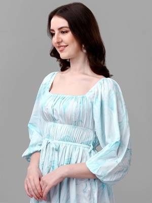 Green printed polyester short-dresses 4