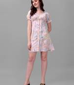 Multicolor printed polyester short-dresses