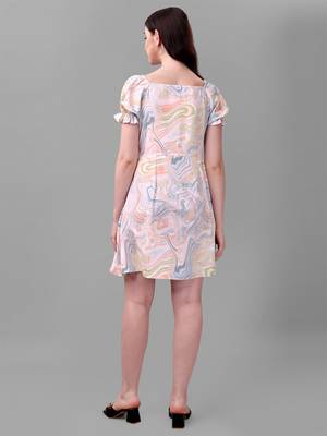 Multicolor printed polyester short-dresses 2