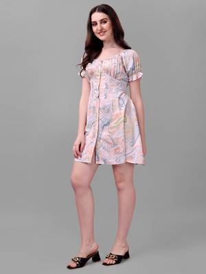 Multicolor printed polyester short-dresses 3