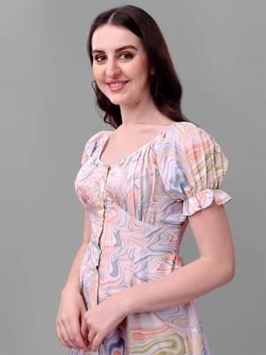 Multicolor printed polyester short-dresses 4