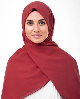 Red plain cotton hijab 1