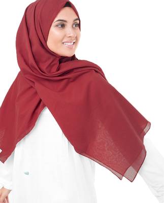 Red plain cotton hijab 2
