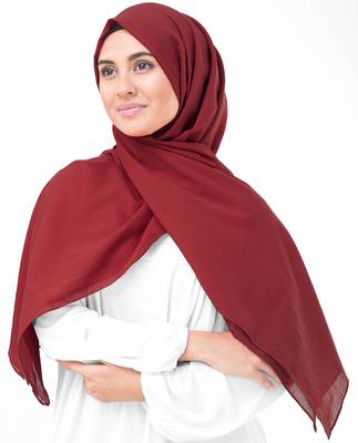 Red plain cotton hijab 3