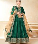 Dark-green embroidered taffeta salwar