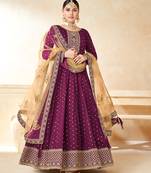 Purple embroidered taffeta salwar kameez