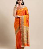 Orange woven pure paithani silk saree with blouse