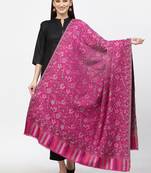 Botanical Fuchsia & Multi Double Beam Kaani Floral Polyester Modal Shawl
