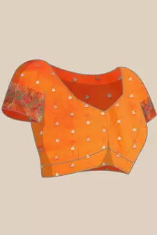Orange woven pure paithani silk saree with blouse