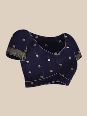 Blue woven pure paithani silk saree with blouse 4